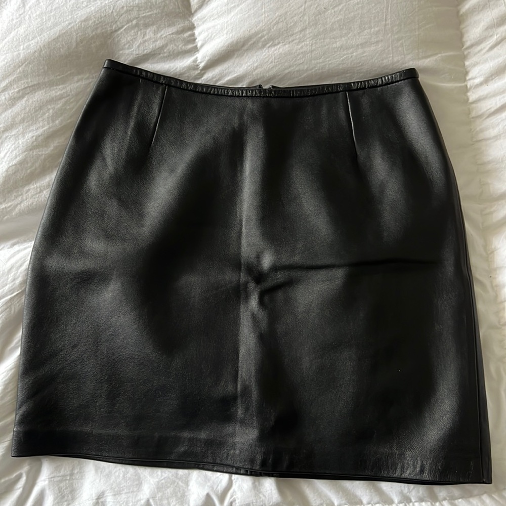 Vintage Black Leather Mini Skirt